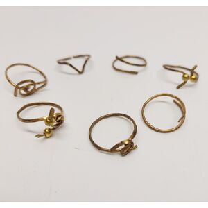 Handmade Hammered Metal Ring Set, One-of-a-Kind Artisan Stackable Rings Size 8